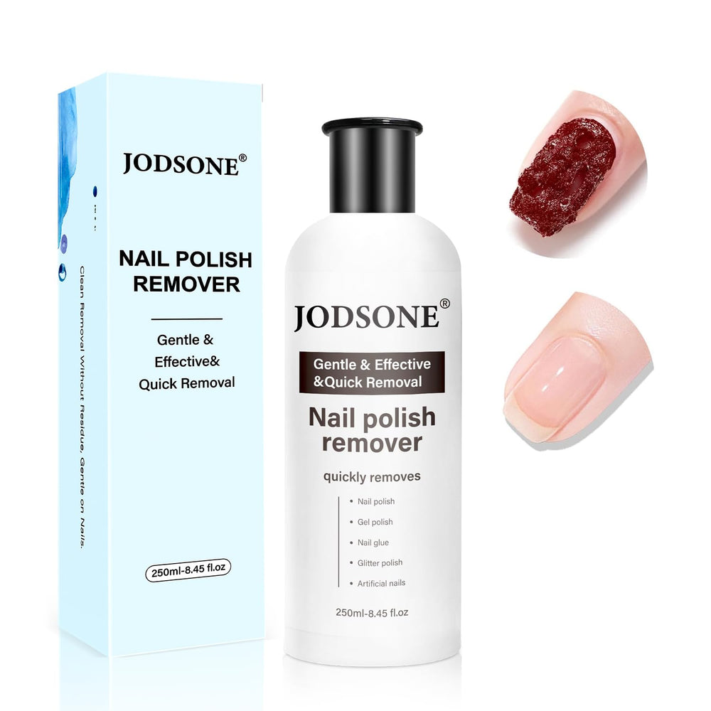 JODSONE: bouteille-démaquillant sans acetone, retire gel et vernis sans assécher les ongles.