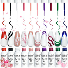 Jodsone ensemble gel liner nail art: 10 pièces pour tracés précis et nets.