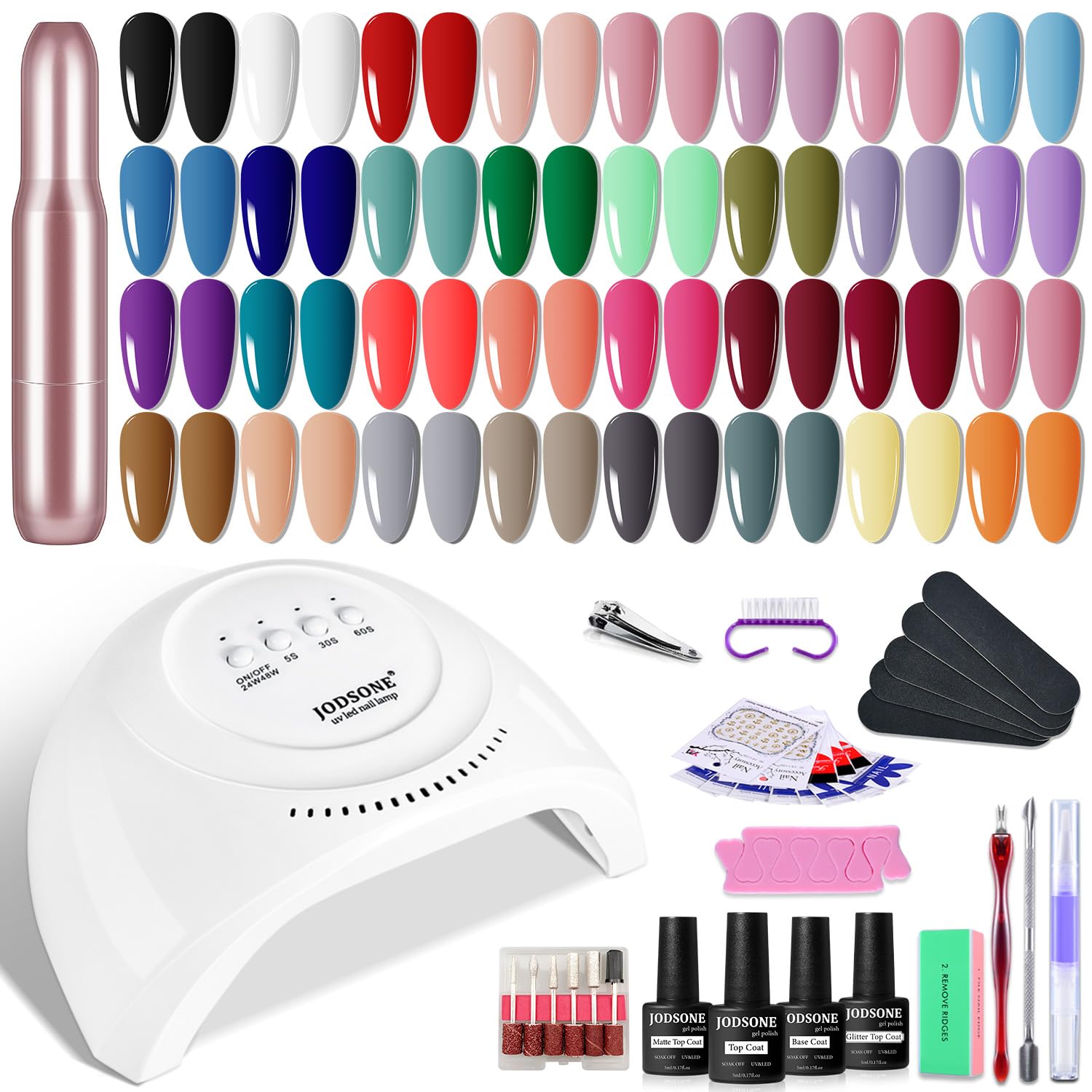 Ensemble JODSONE vernis gel 36 pièces, pour tous les looks et styles.