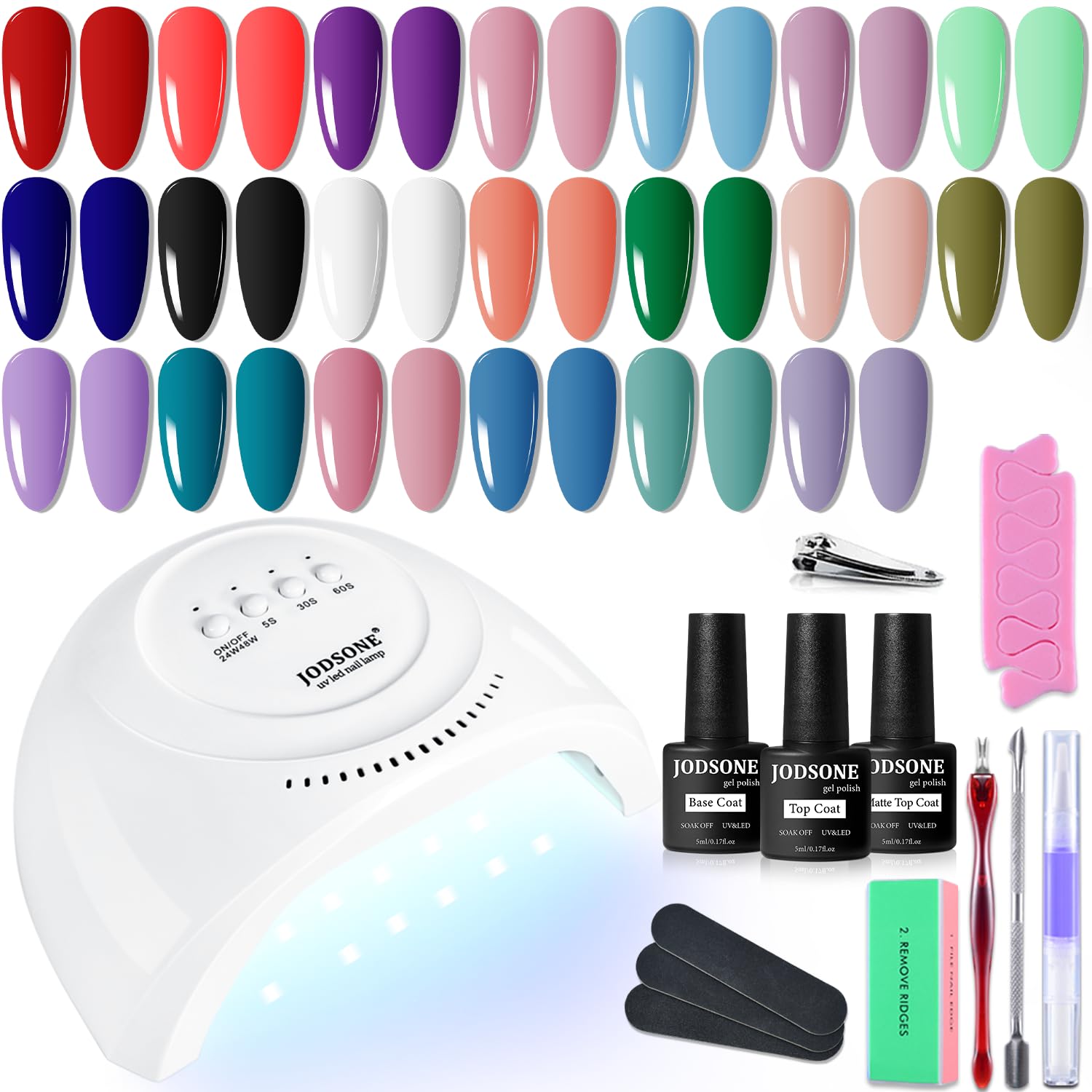 JODSONE kit gel ongles 23 bouteilles pour une manucure complète à domicile.