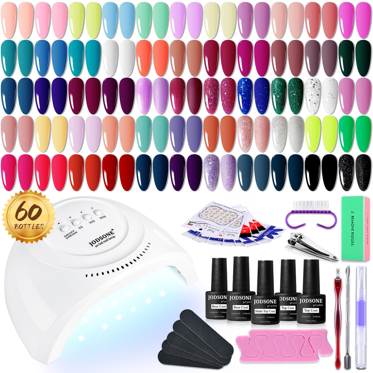 JODSONE kit vernis gel 60 pièces prêt pour démarrer une manucure à domicile