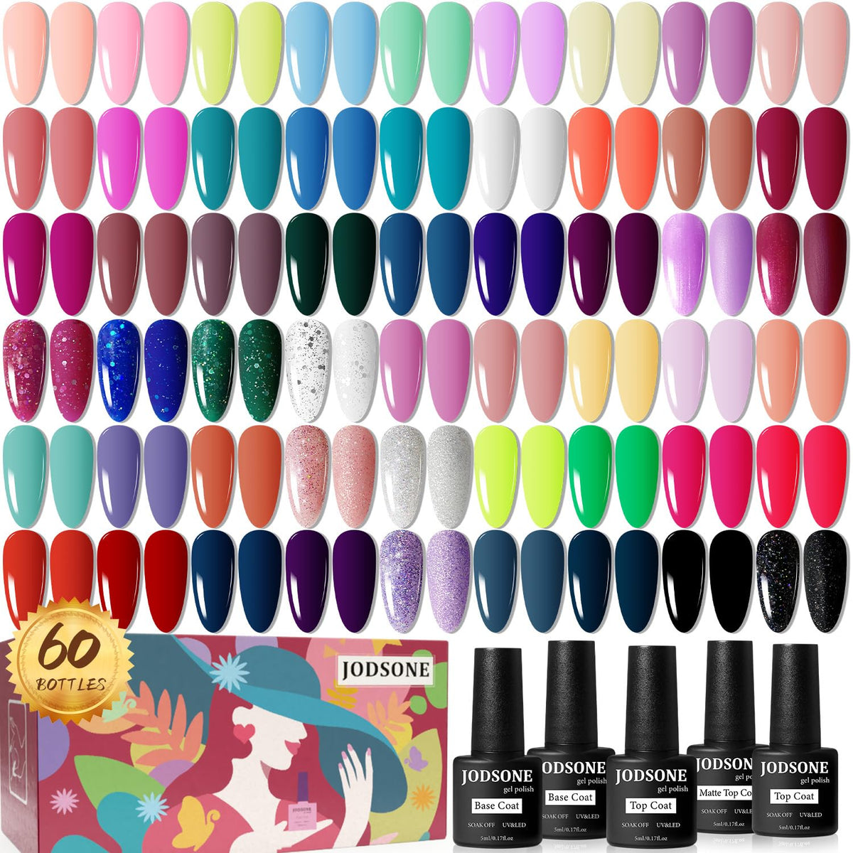 Kit JODSONE vernis gel 60 pièces pour une manucure complète à domicile