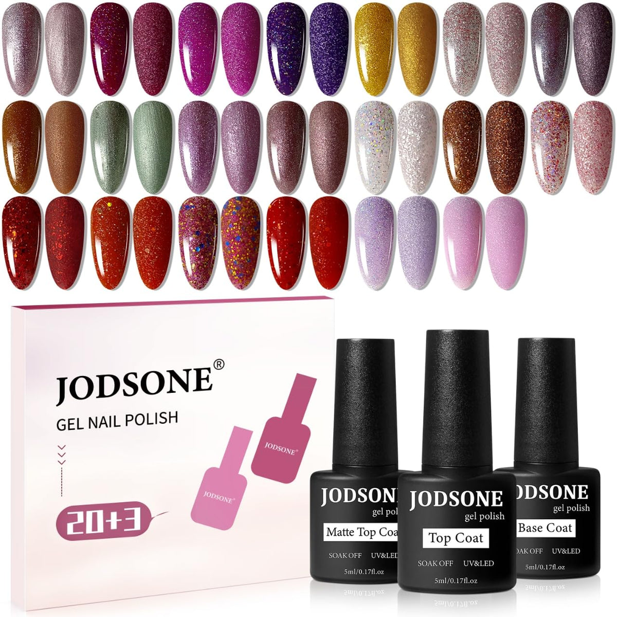 JODSONE: kit vernis gel paillettes multicolores pour ongles éclatants à domicile.
