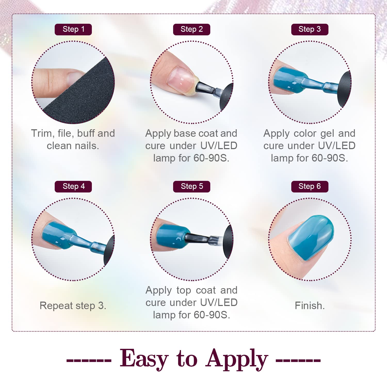 32 couleurs de Vernis gel JODSONE pour créer plusieurs looks.