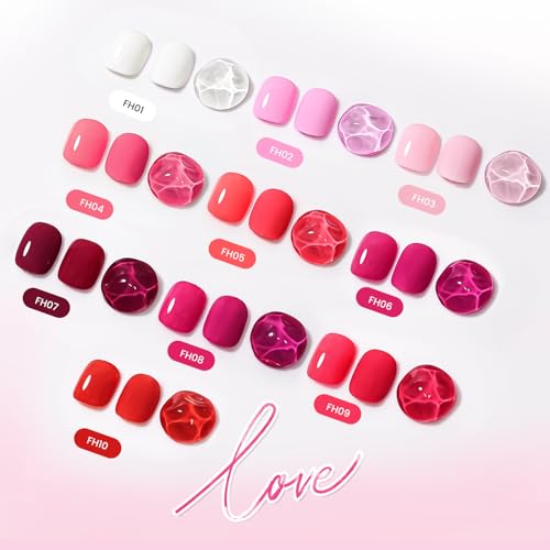 JODSONE vernis gel rouge et rose, fini brillant adapté aux fêtes