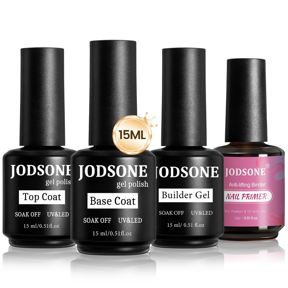 JODSONE: ensemble de 4 flacons 15 ml pour preparer les ongles et optimiser l'adhérence.