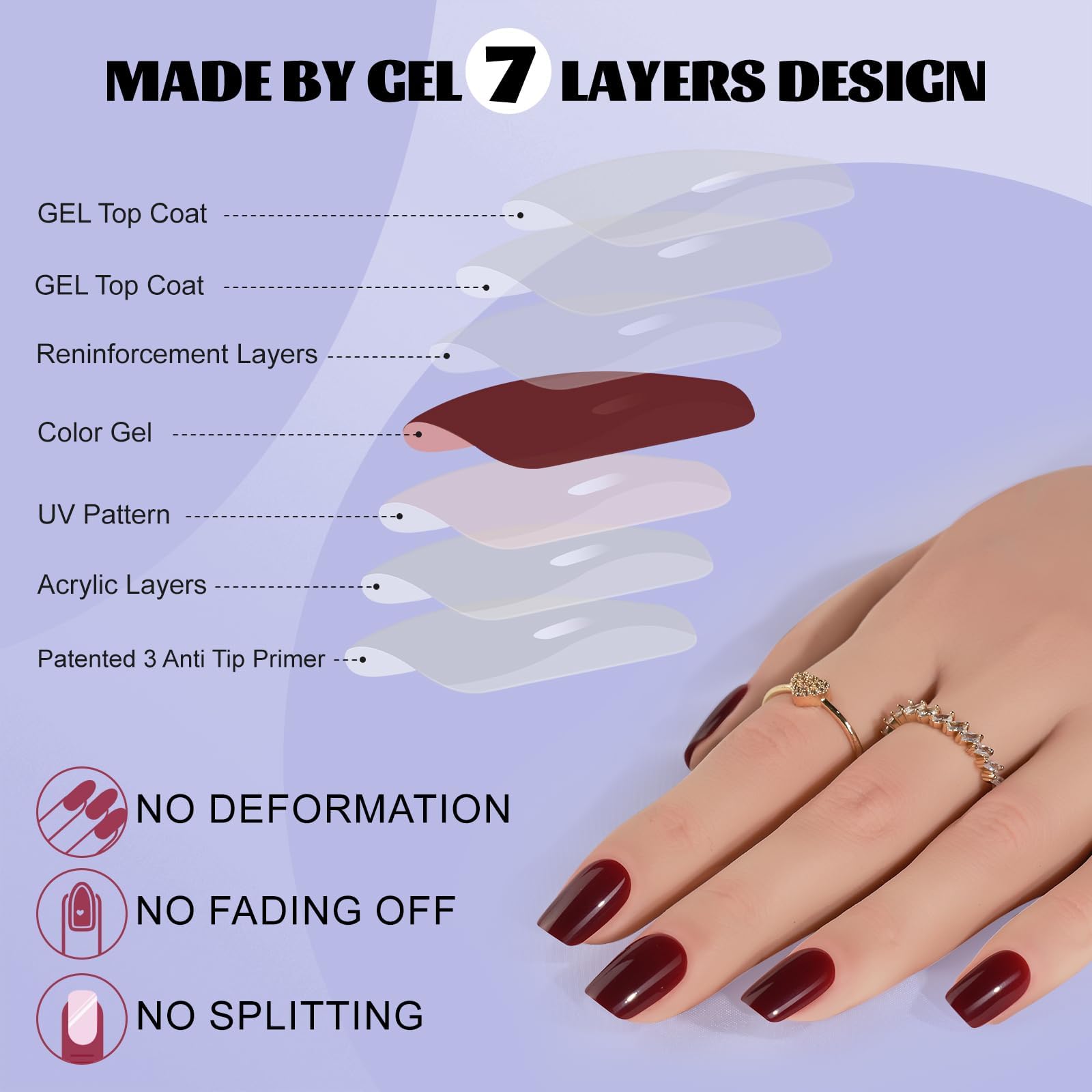 Kit Jofay Fashion d'ongles a poser, 32 pièces pour tailles variées.