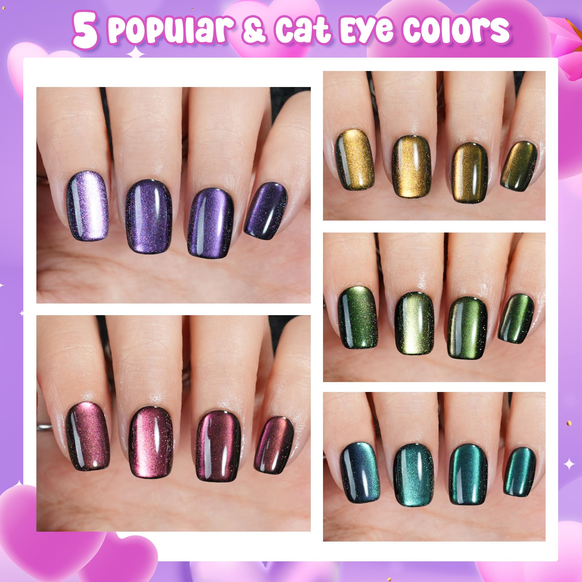 Kit ongles courts Cat Eye Jofay; pose rapide pour soirée.