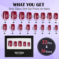 Ongles artificiels Jofay Fashion, œil-de-chat court rouges, allure instantanée.