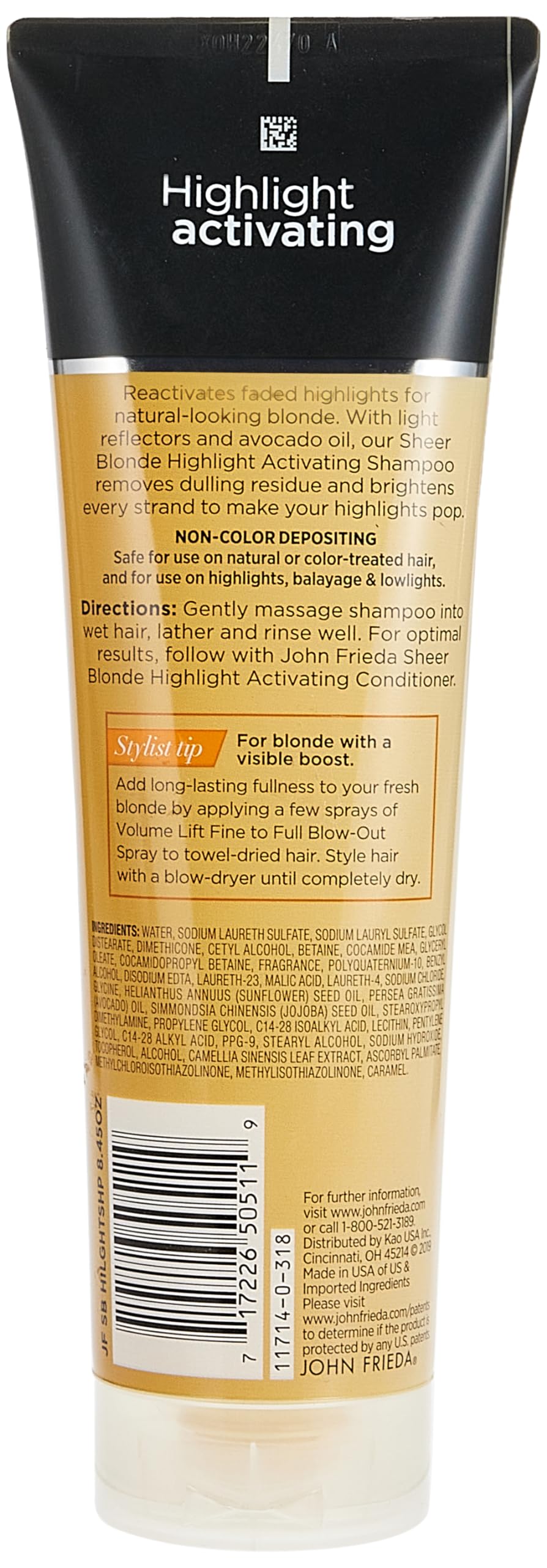 John Frieda shampooing éclaircissant blond – image montrant la mousse généreuse