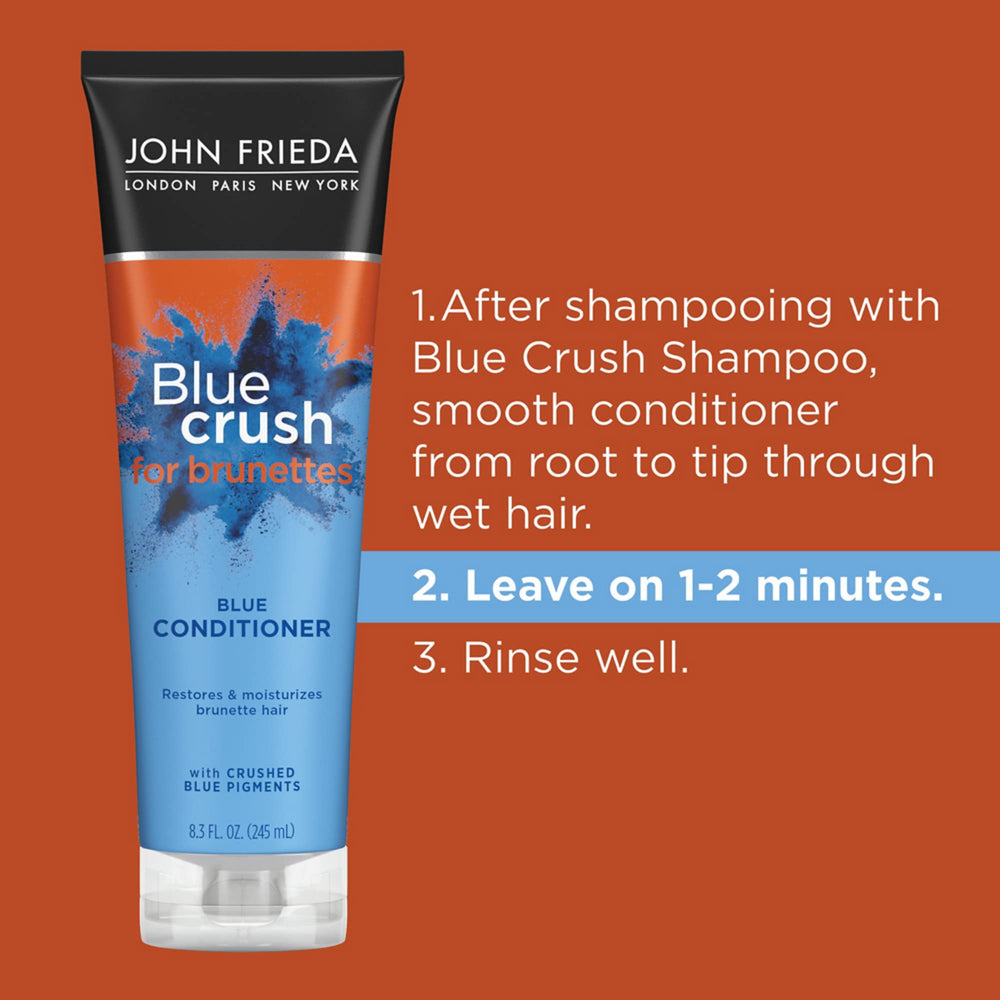 Cheveux bruns brillants et plus lisses après l’utilisation du Blue Crush
