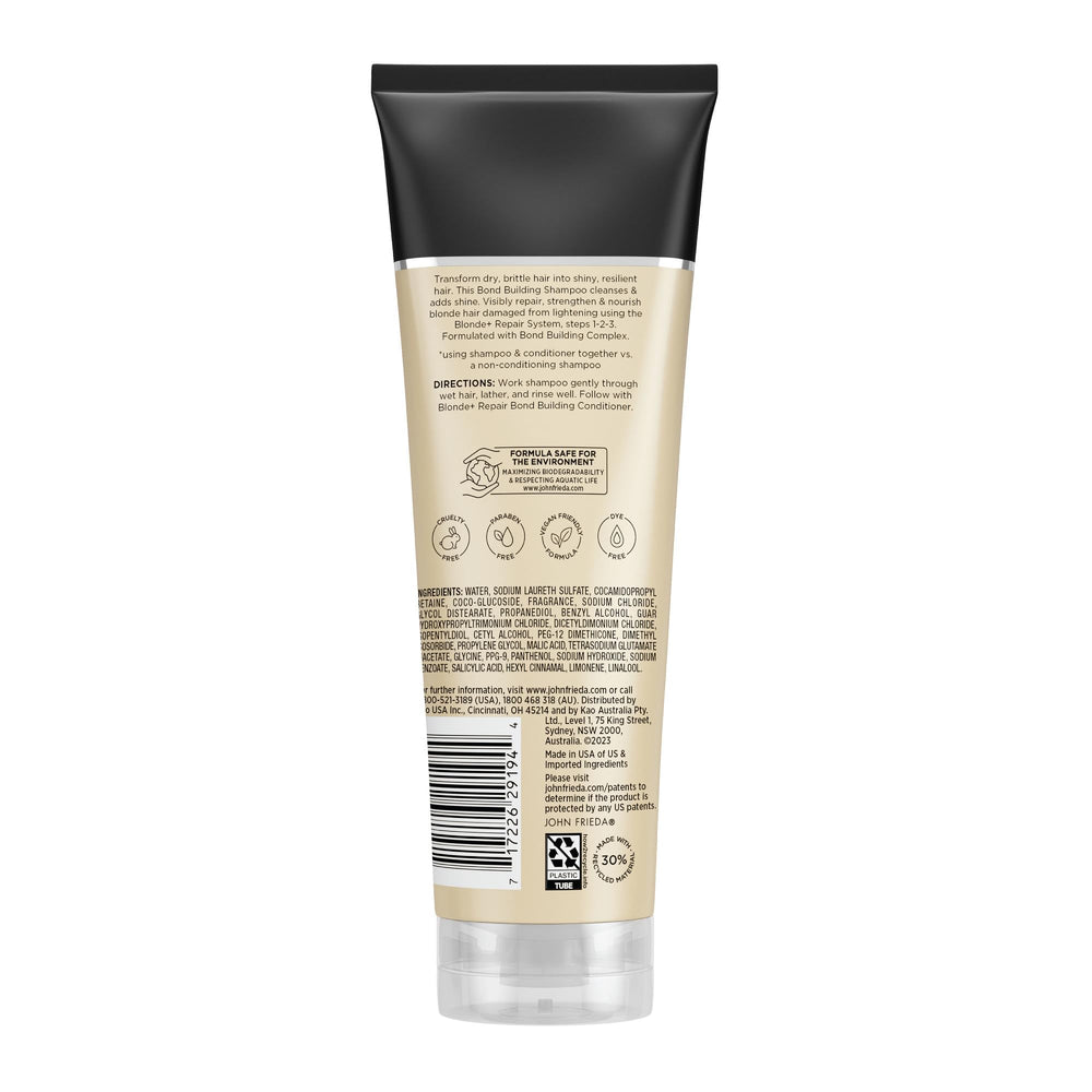 John Frieda Blond Repair, cheveux visiblement plus forts après utilisation.