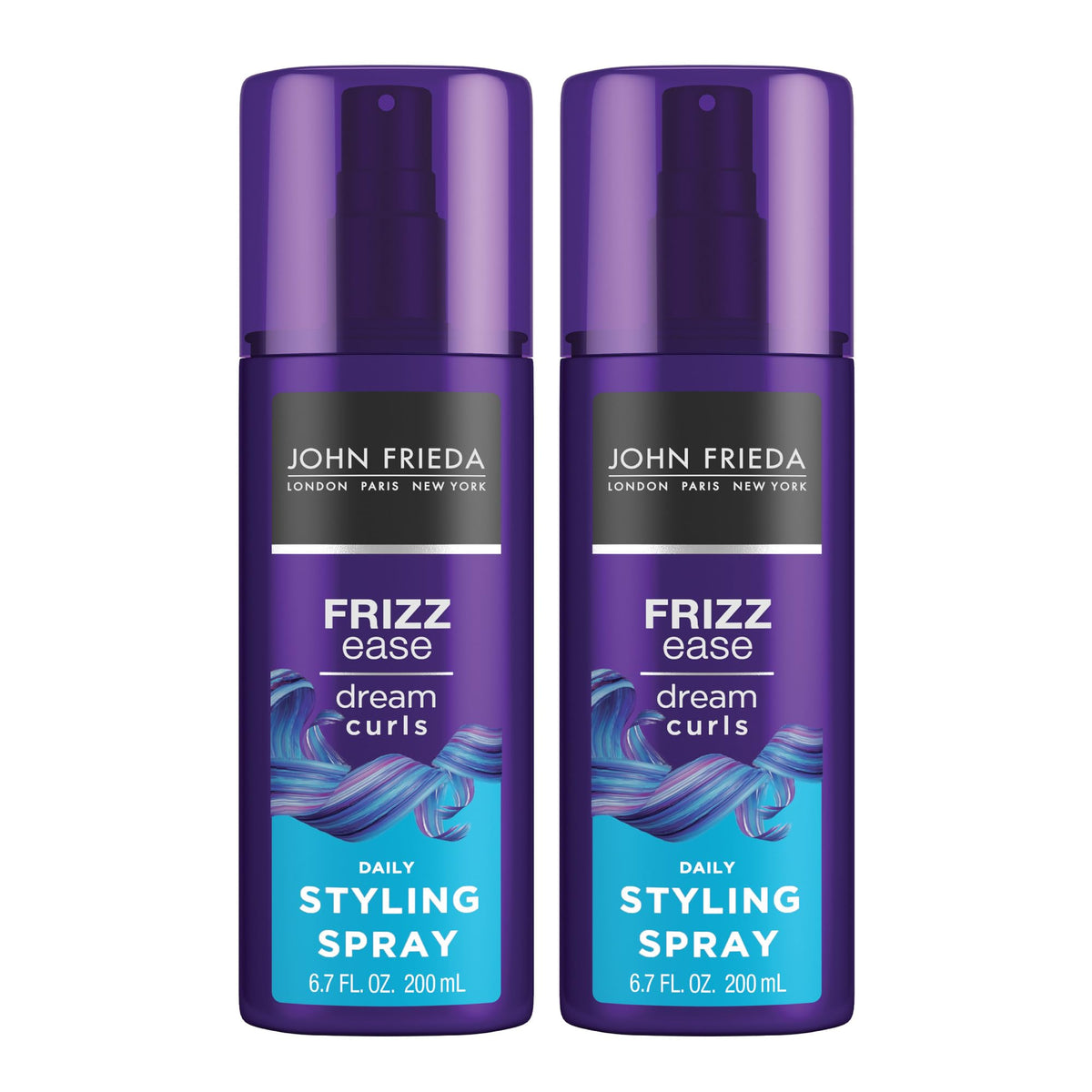 John Frieda Dream Curls Spray, bouteille pompe, boucles définies et sans frisottis.