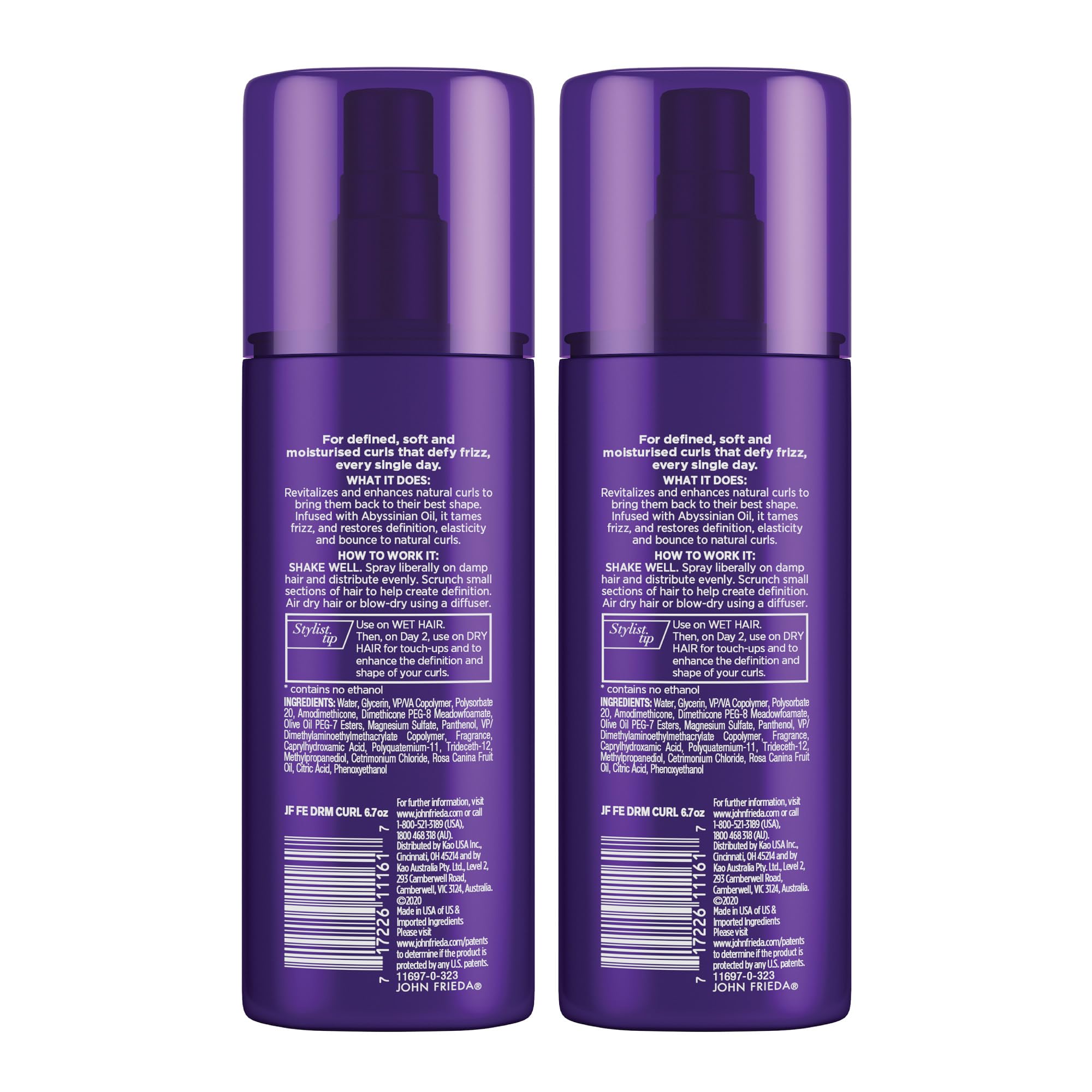 John Frieda Dream Curls Spray pour deuxième jour, réveille les boucles sans lourdeur.