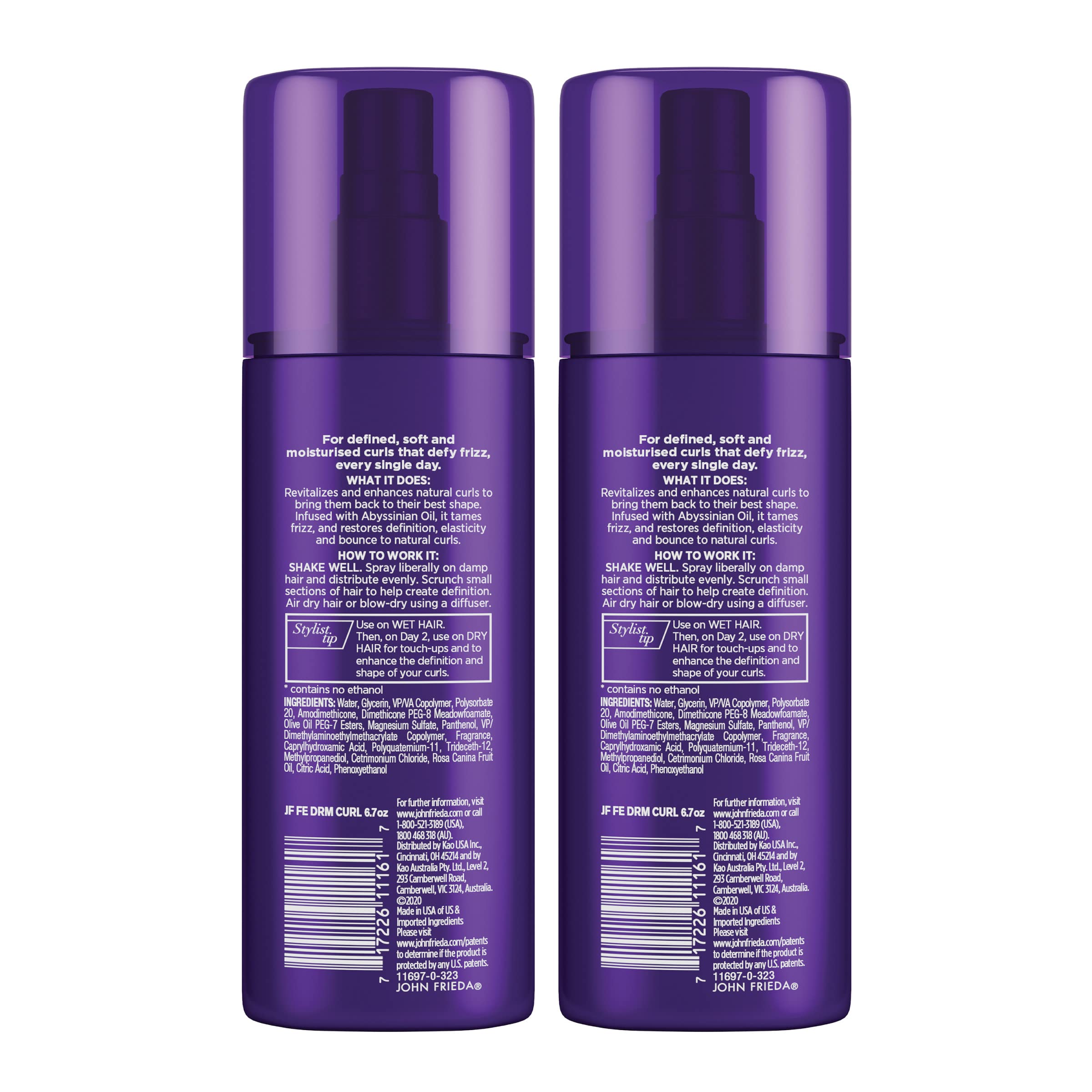 John Frieda Dream Curls Spray, texture légère pour boucles rebondies.
