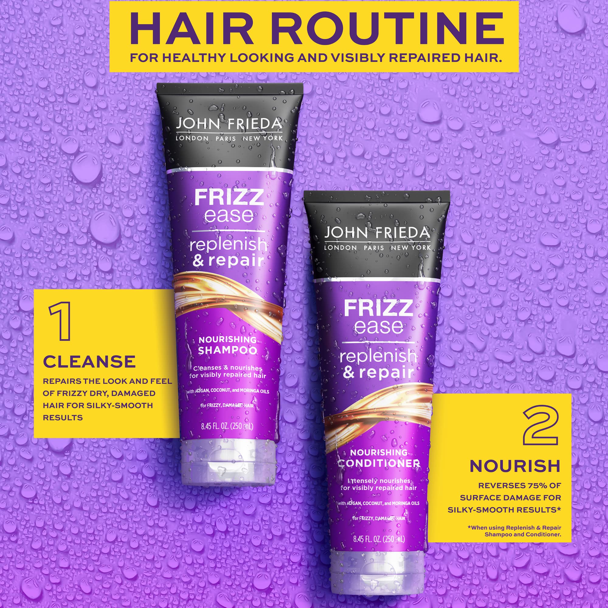 Cheveux mouillés et flacon prêt à l’emploi.