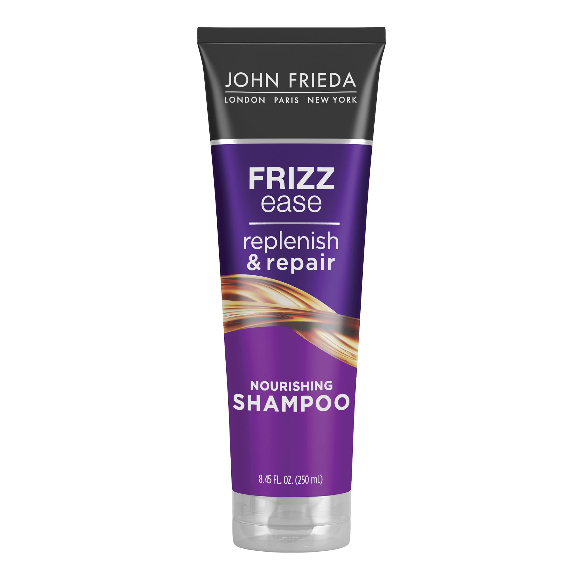 John Frieda Frizz Ease Replenish & Repair — bouteille prête pour hydratation en profondeur.
