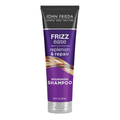 John Frieda Frizz Ease Replenish & Repair — bouteille prête pour hydratation en profondeur.