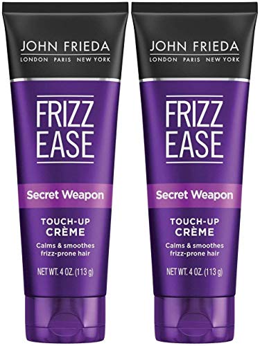 John Frieda Frizz Ease Secret Weapon Crème, application sur cheveux secs, lissage rapide et éclat naturel.