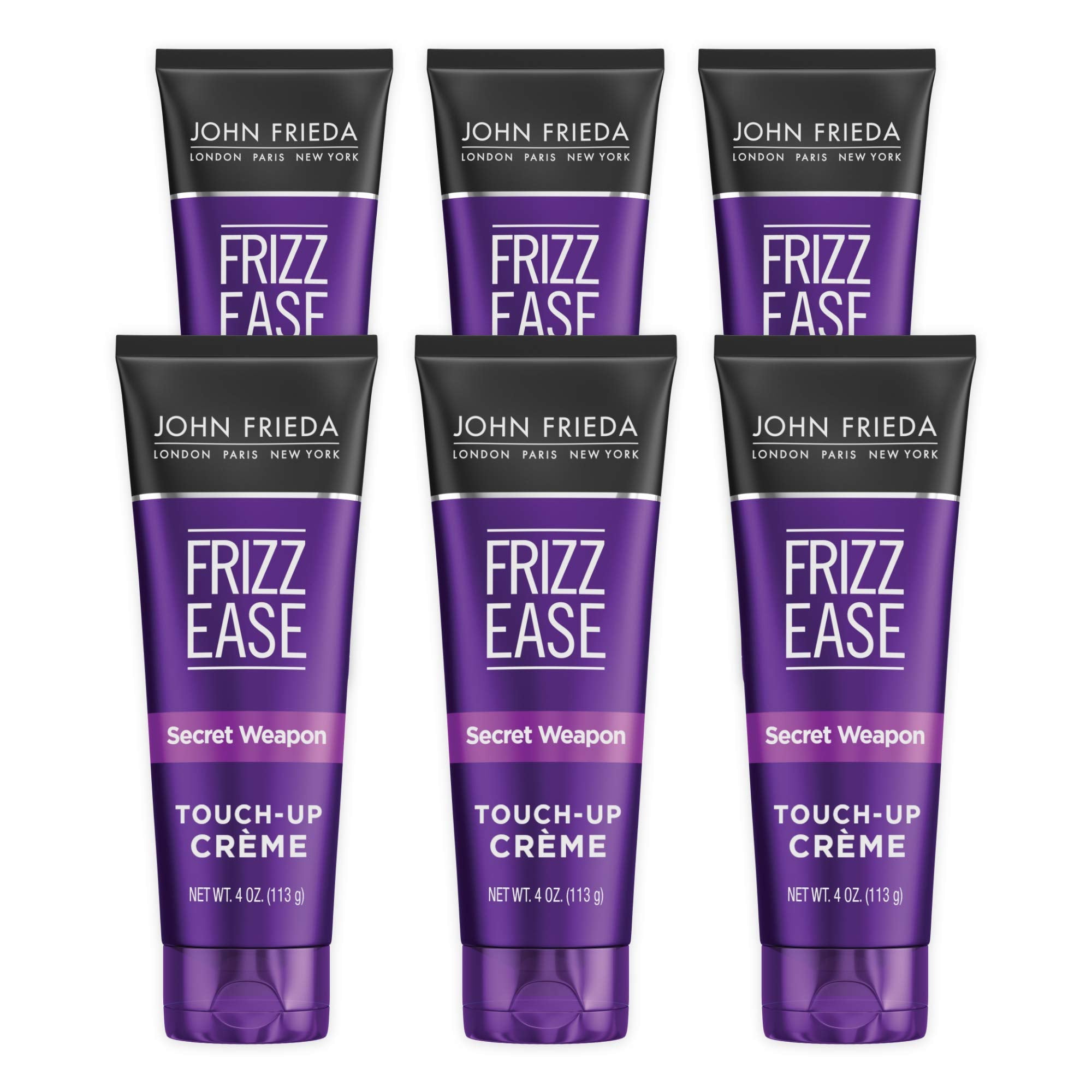 John Frieda Frizz Ease Secret Weapon Touch-Up Crème – bouteille, lissage rapide et éclat brillant.