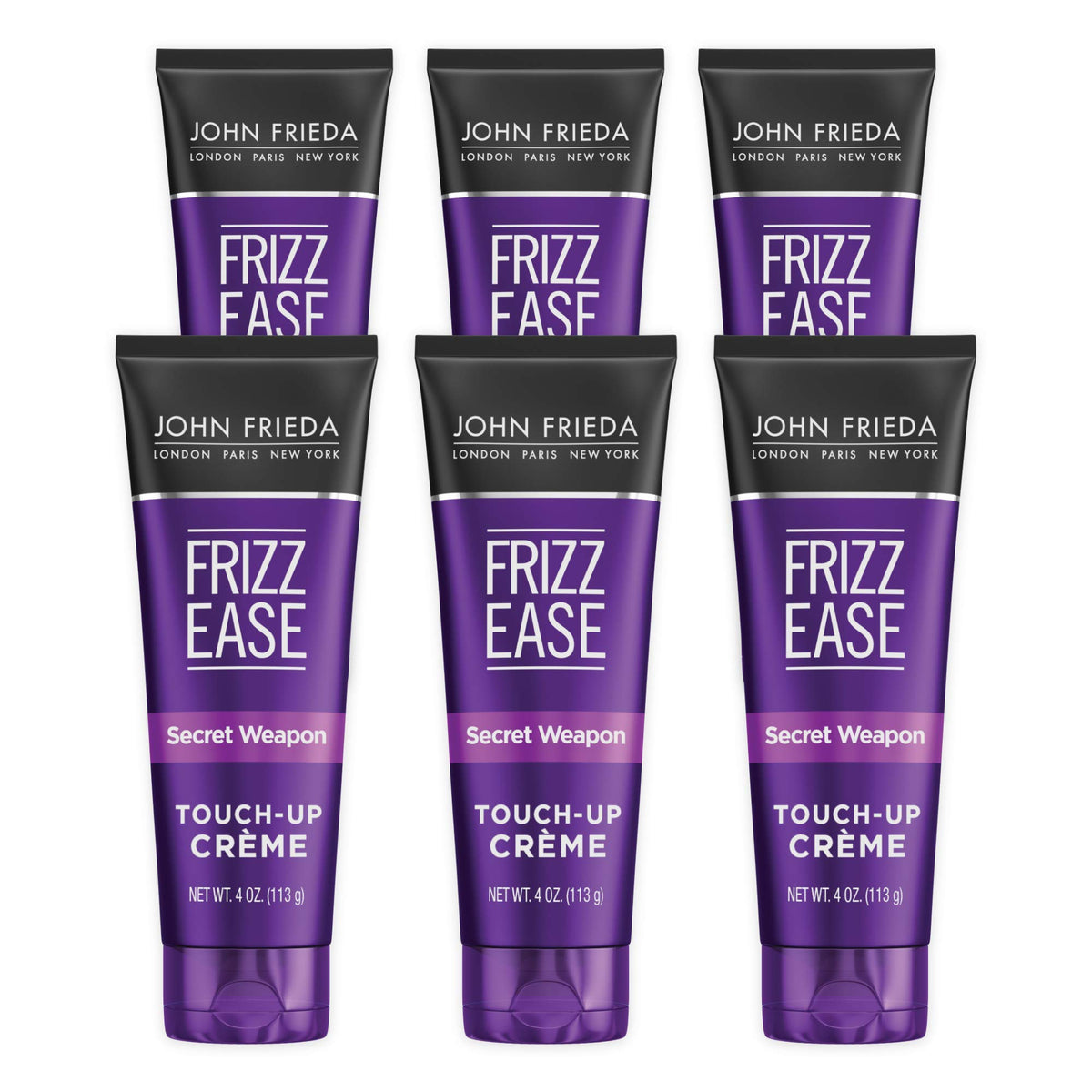 John Frieda Frizz Ease Secret Weapon Touch-Up Crème – bouteille, lissage rapide et éclat brillant.
