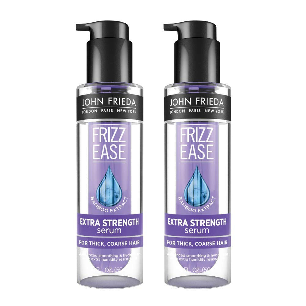 Cheveux lisses et brillants après l’usage du sérum Frizz-Ease de John Frieda sans lourdeur.