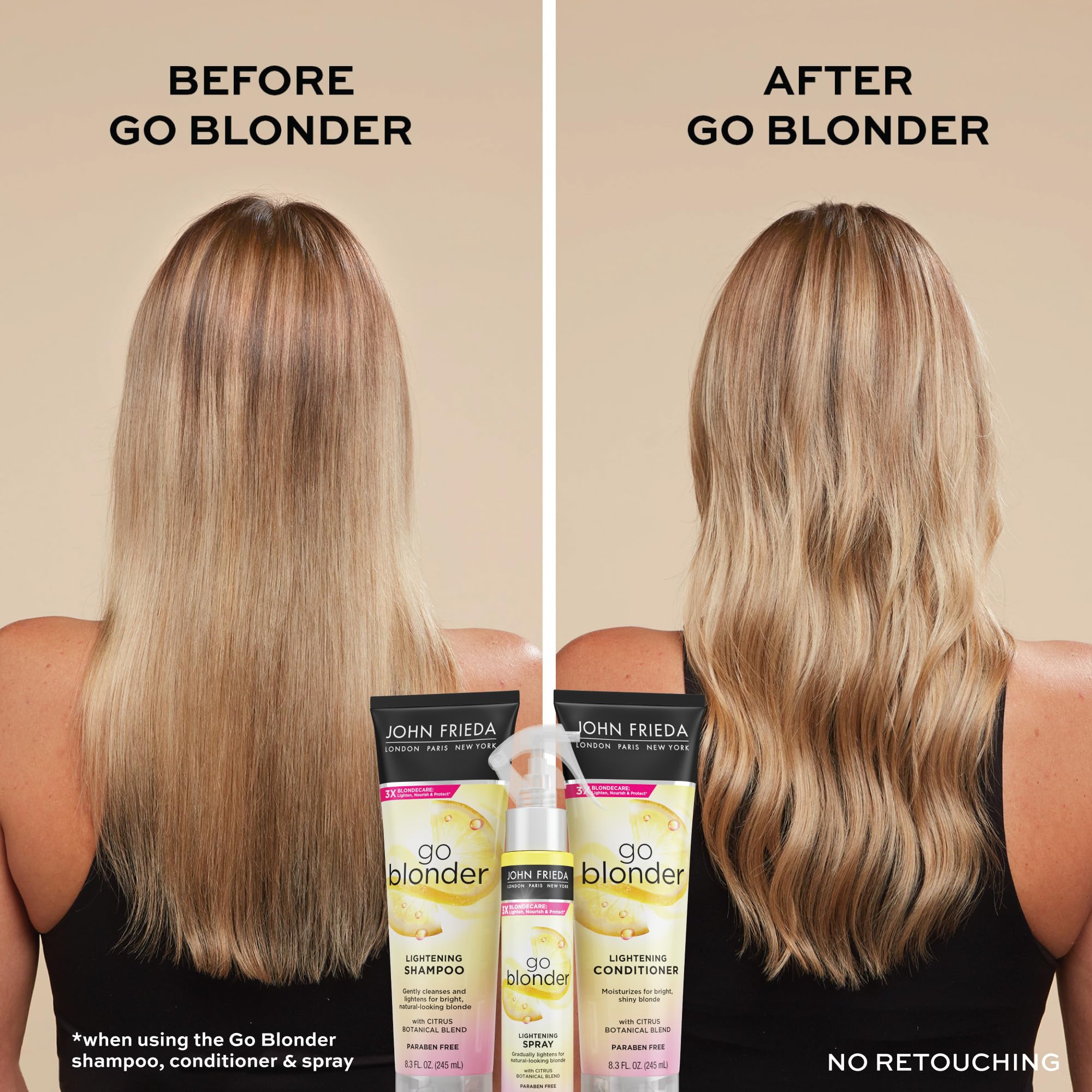 Brillance progressive visible sur cheveux blonds après usage