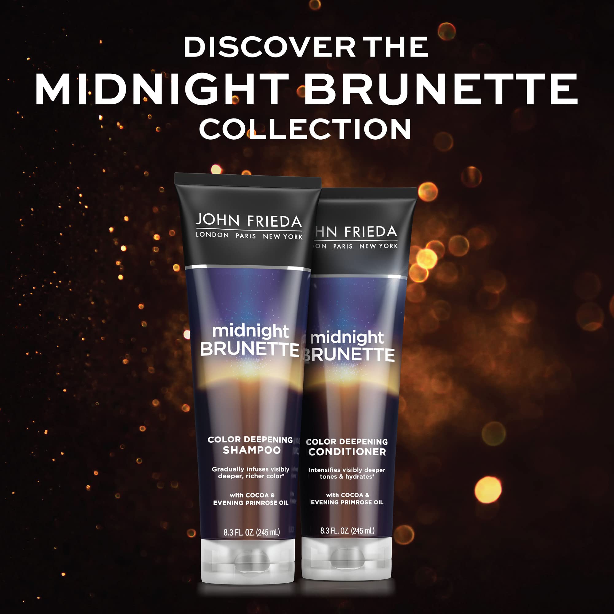 Gouttes visibles lors du versement du Shampoing Midnight Brunette, immersion sensorielle.