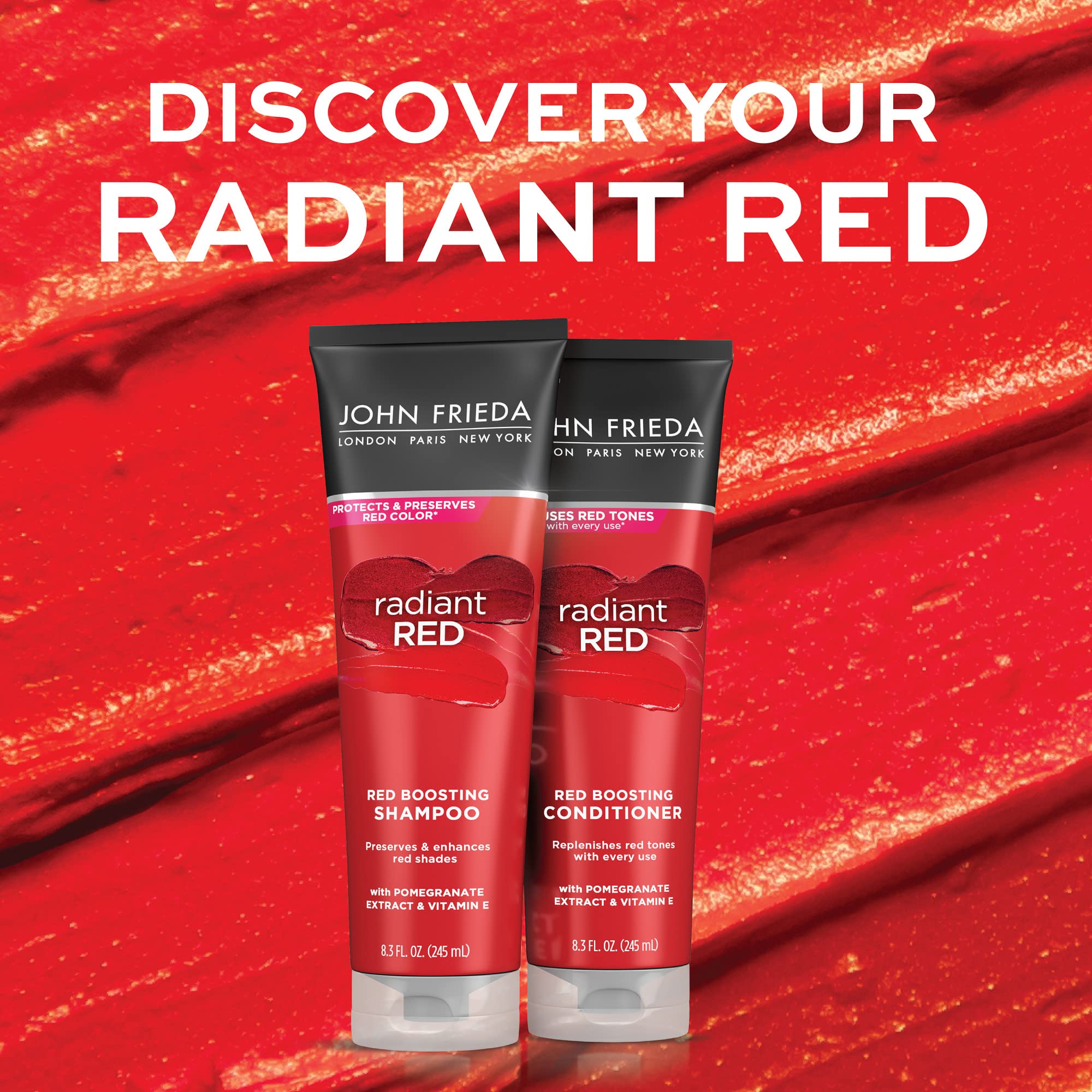 Après Shampoing Radiant Red, texture brillante pour cheveux soyeux