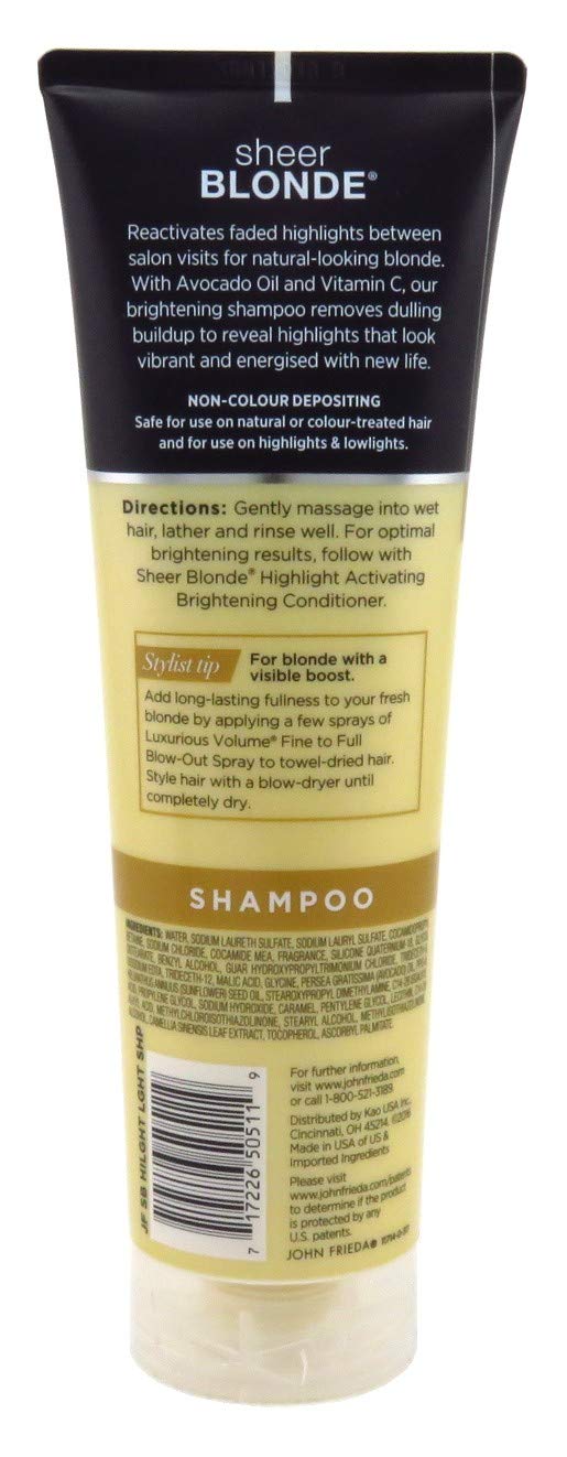 John Frieda shampooing Activateur Reflets Blond – pack de 3 visibles, soin hydratant.