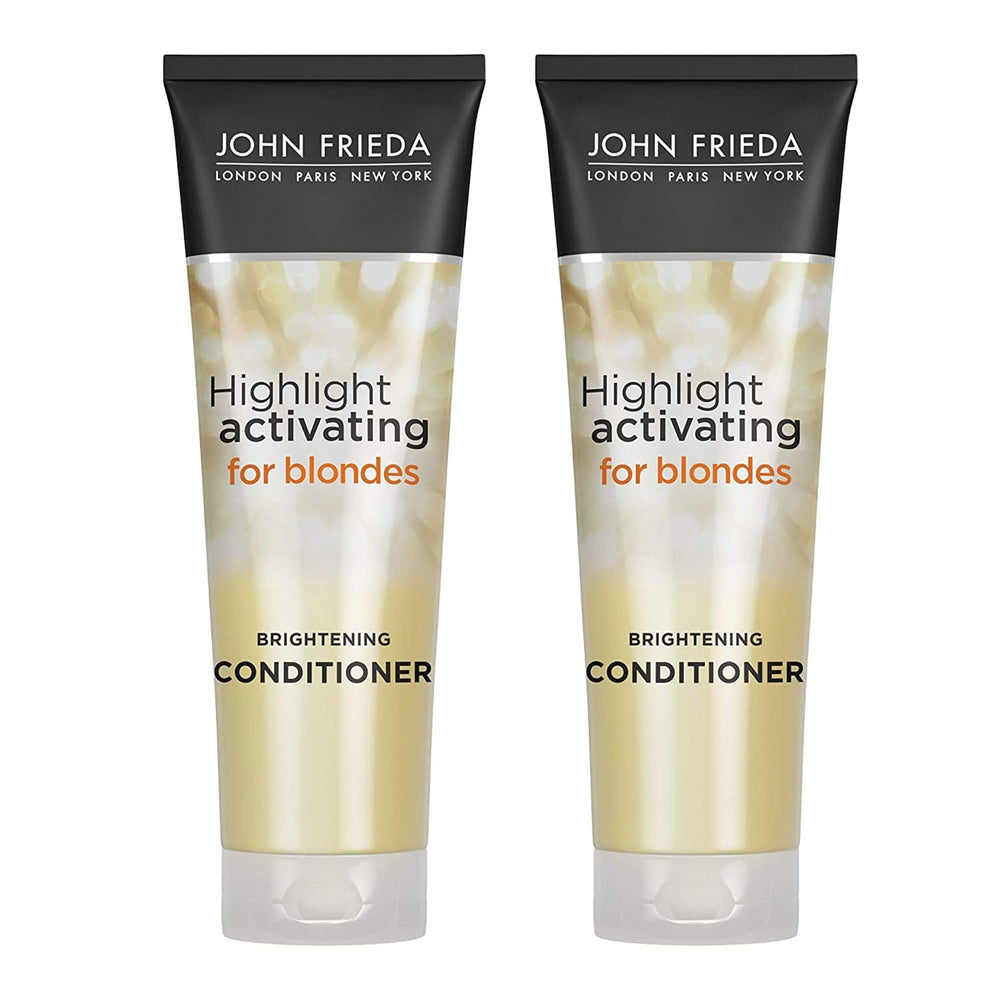 John Frieda Sheer Blonde Après-shampooing bouteille, hydratation légère et brillance.