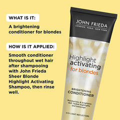 John Frieda Soin après-shampooing lumière, cheveux blonds reflétant mieux la lumière.