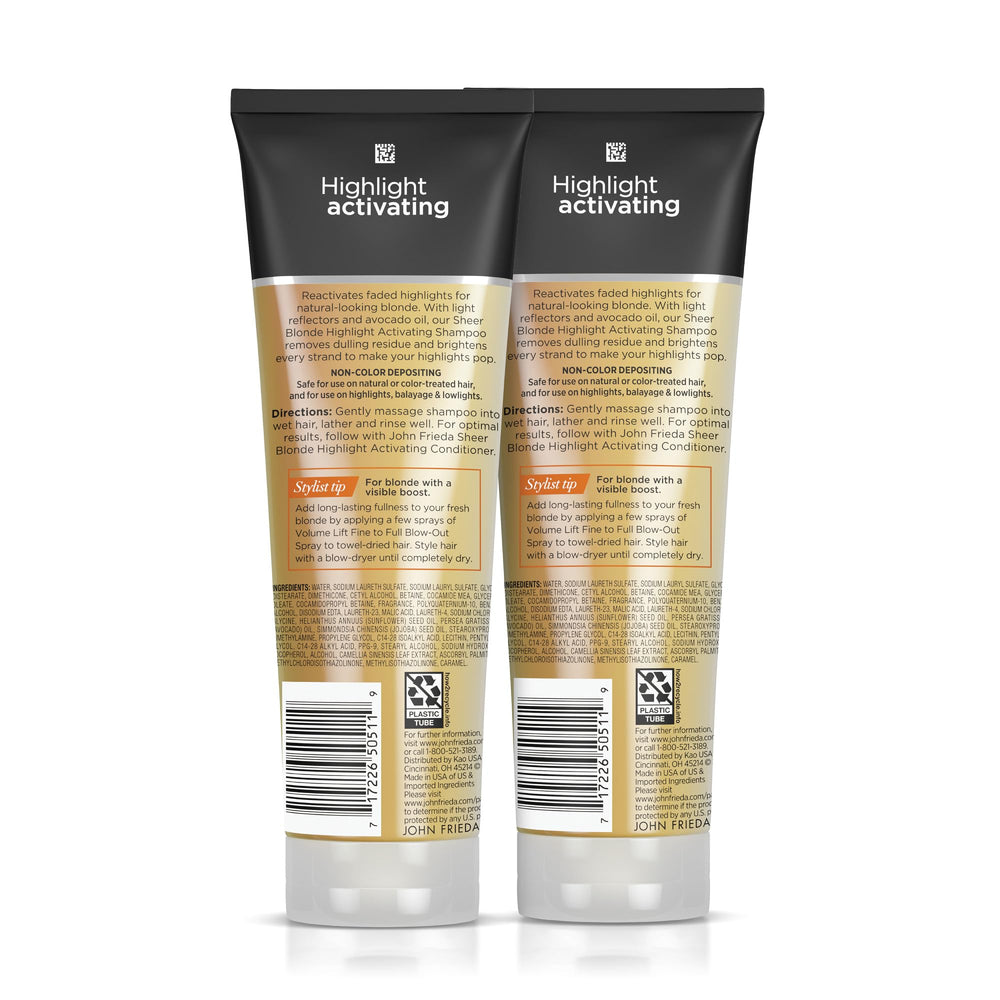 Mèches blondes aux reflets plus nets après le shampoing Sheer Blonde.