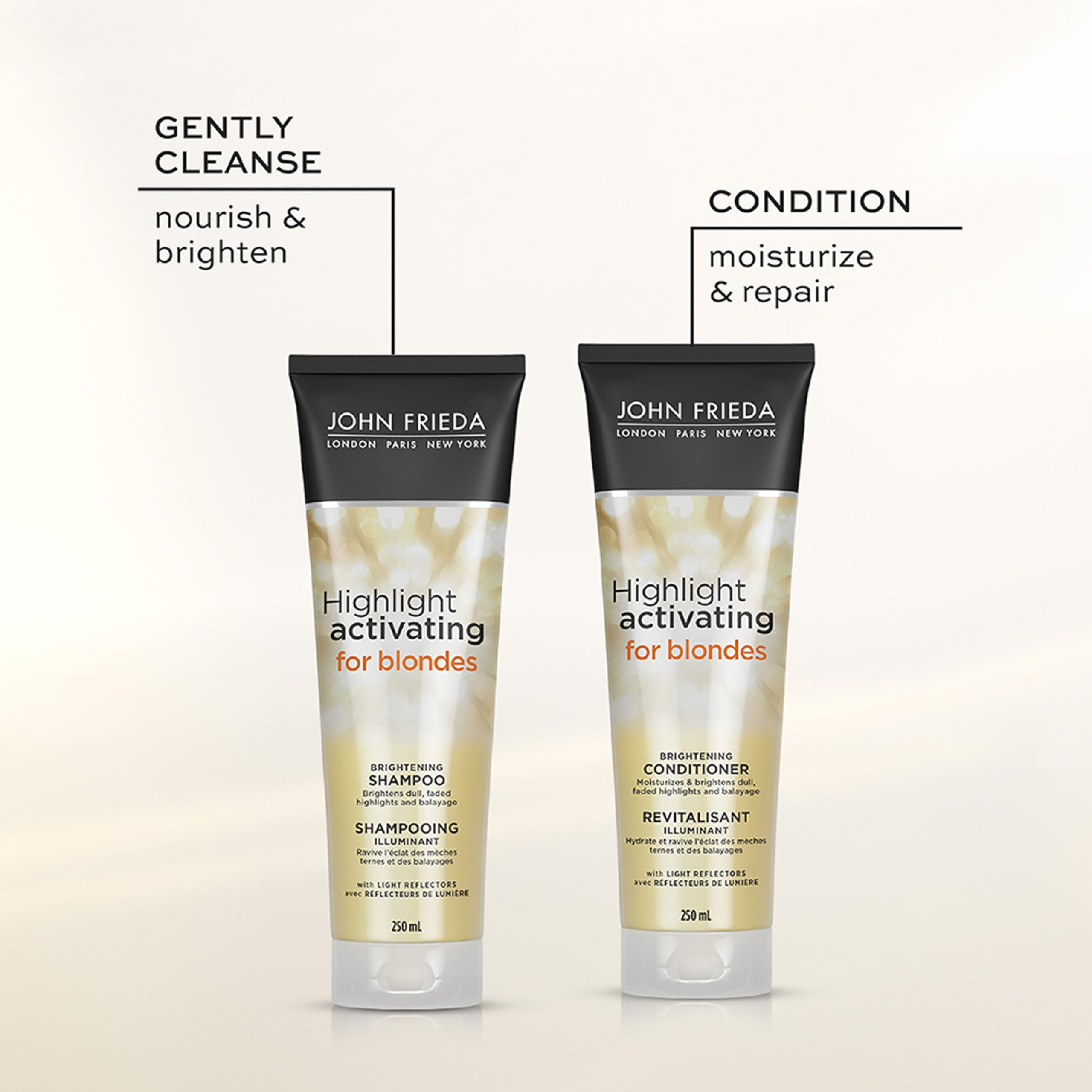 John Frieda Sheer Blonde Shampooing – éclat blond final sans dépôt, pour blond naturel ou éclairci.