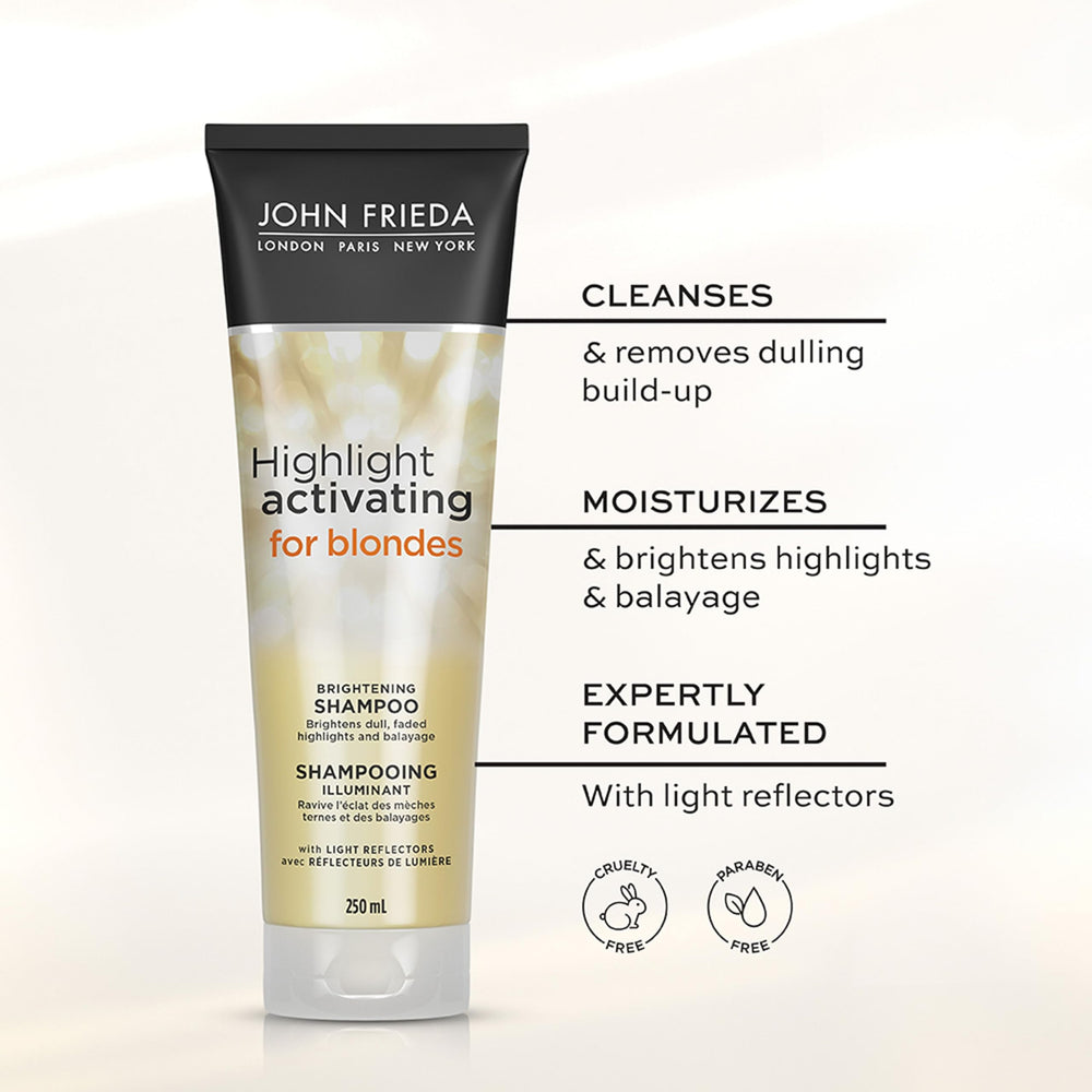 John Frieda Sheer Blonde Shampooing – mousse douce, entretien facile pendant le rituel blond.