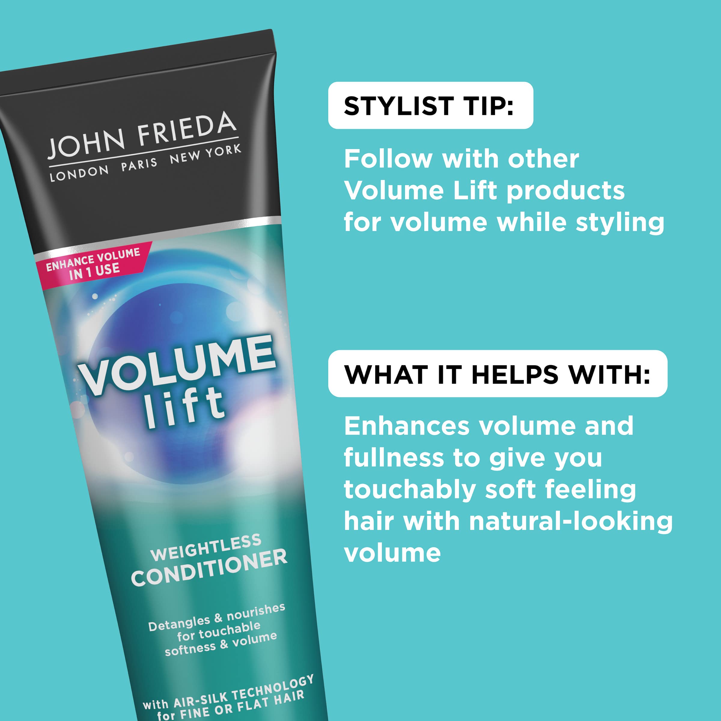 John Frieda Volume Lift cheveux fins, volume et mouvement naturel.