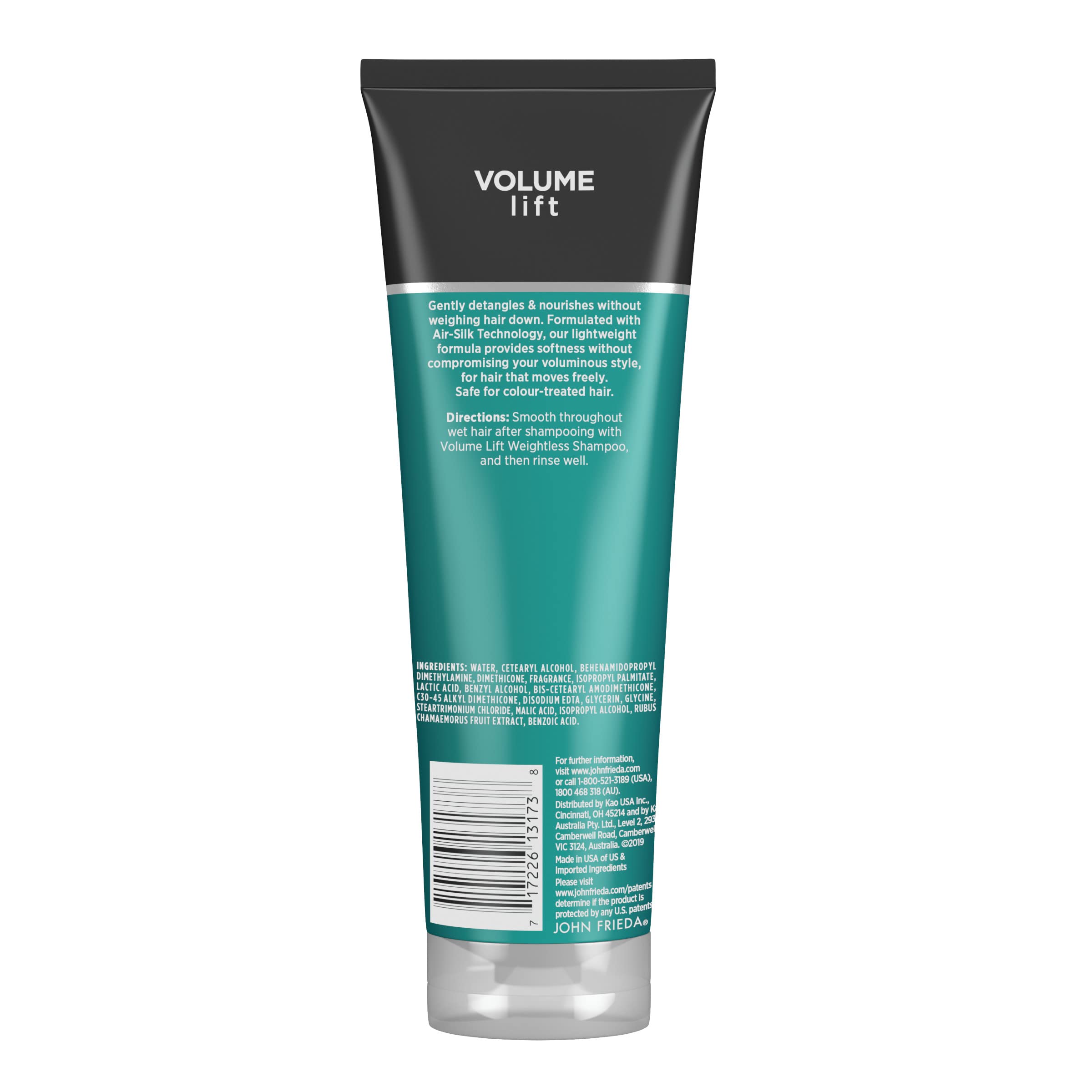 John Frieda Volume Lift emballage nouveau, formule légère et efficace.