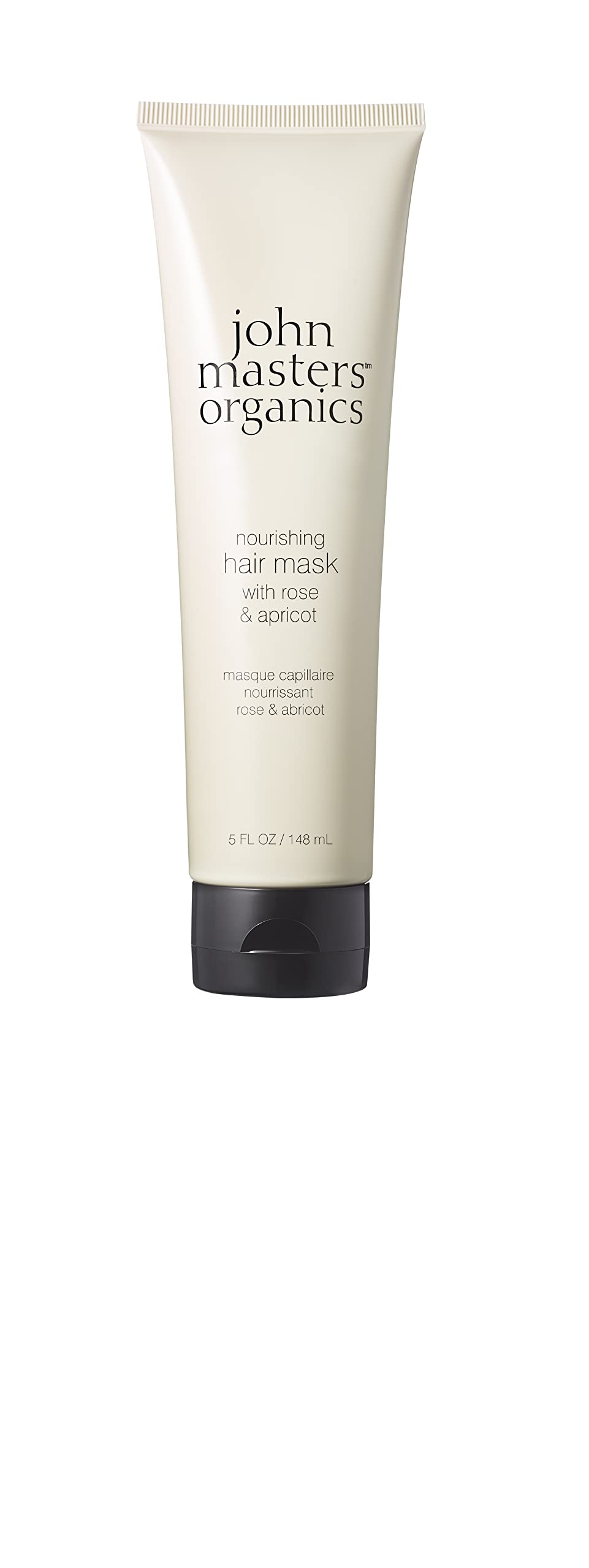 john masters organics flacon du masque nourrissant avec rose et abricot pour cheveux éclatants