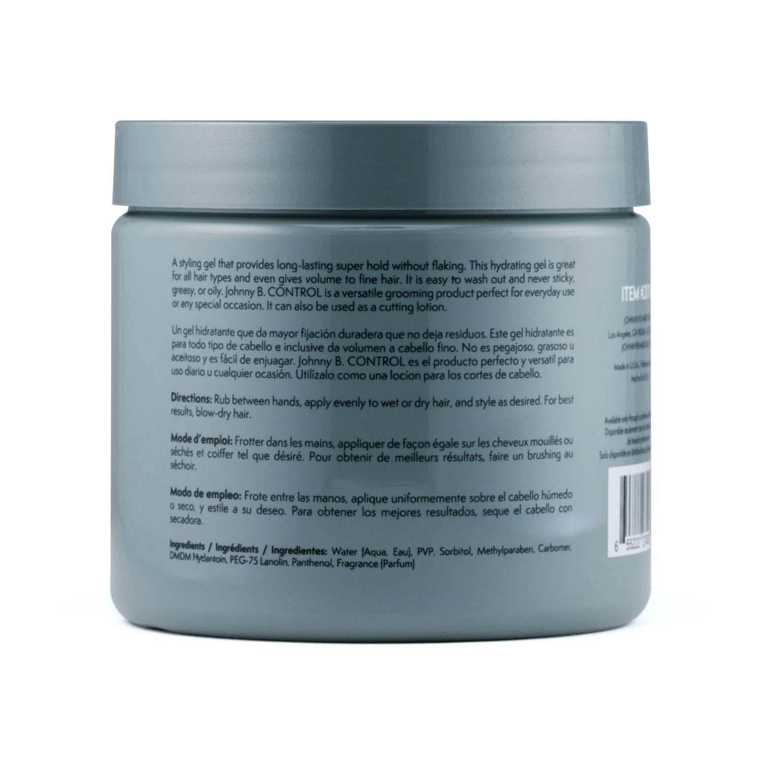 JOHNNY B. Control gel-coiffant sans alcool, texture crèmeuse facilitant la mise en forme