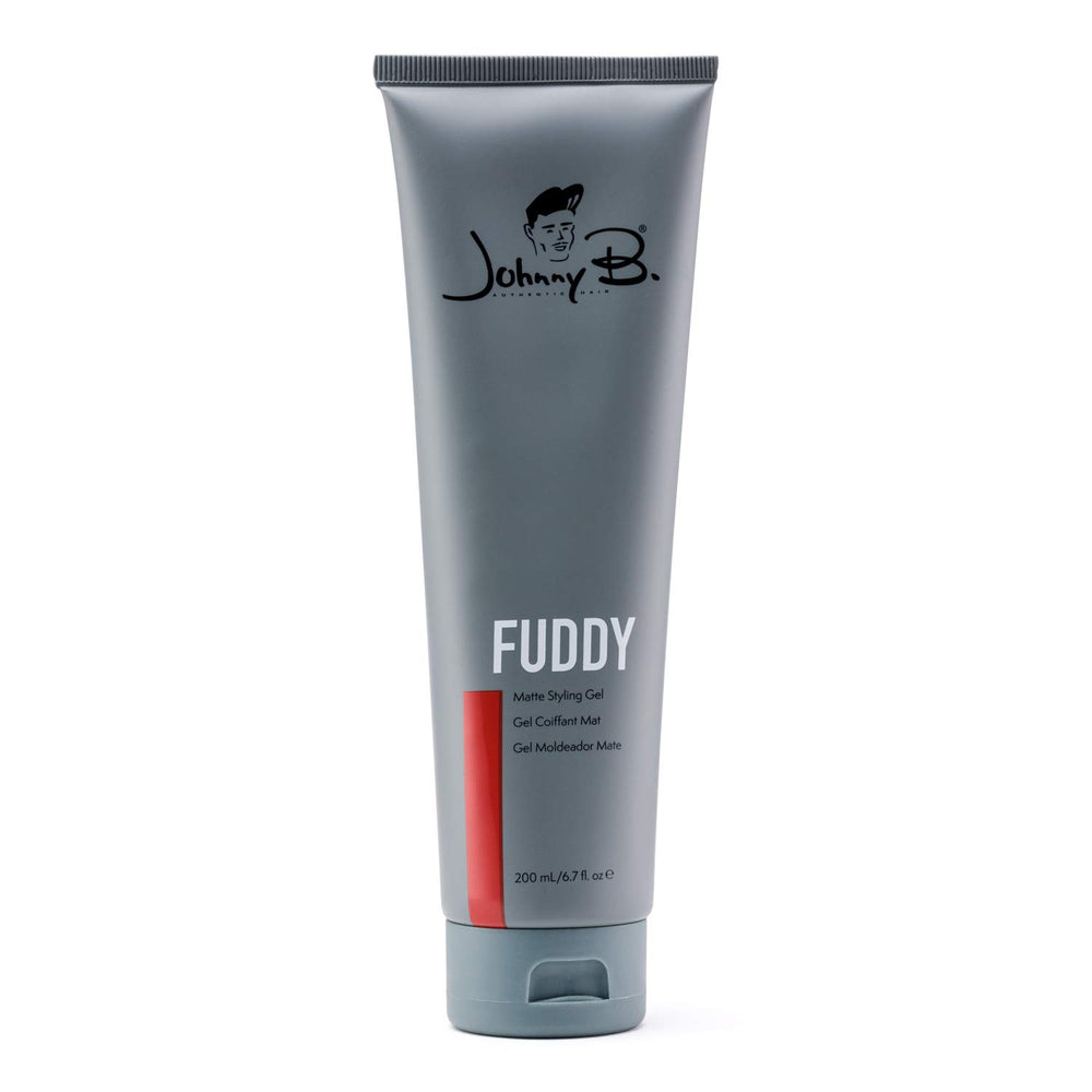 JOHNNY B. Fuddy Strong: bouteille de gel professionnel mat offrant une tenue durable et sans brillance.