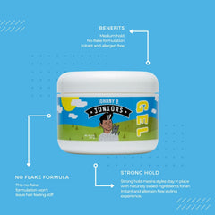 Johnny B. Juniors gel for kids rub between hands before styling.