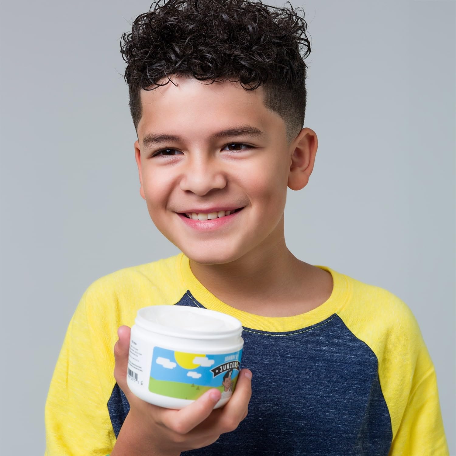 Johnny B. Juniors no-flake formula helps keep skin clean during styling.