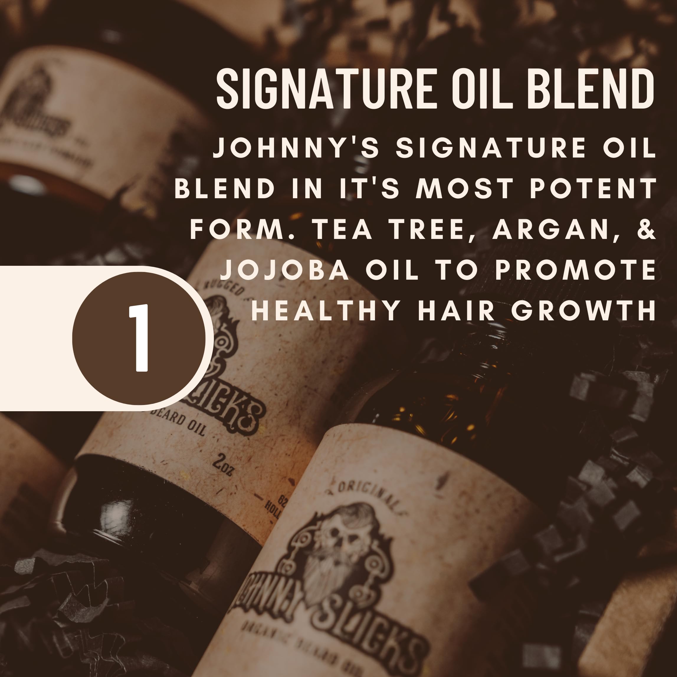Application quotidienne de Johnny Slicks huile barbe pour un style soigné.