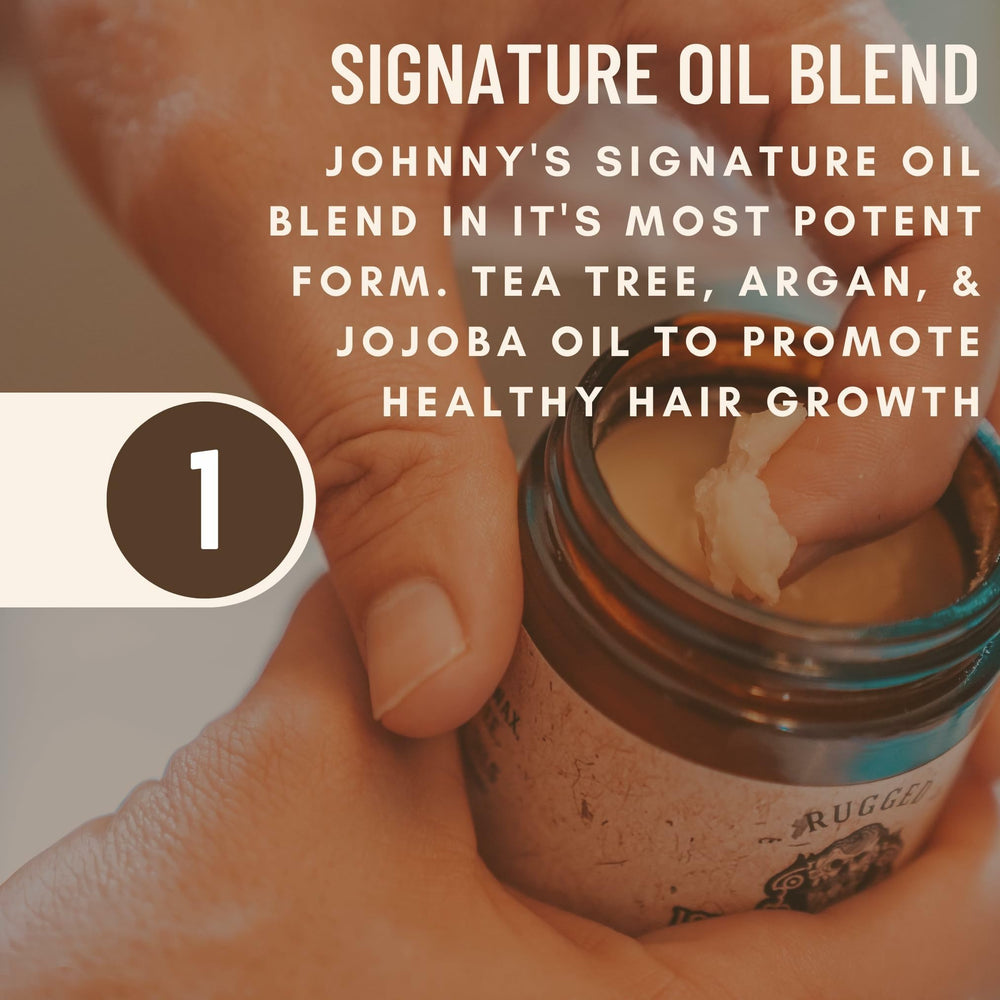 Mains chauffant la pomade Johnny Slicks Originale pour faciliter l’application.