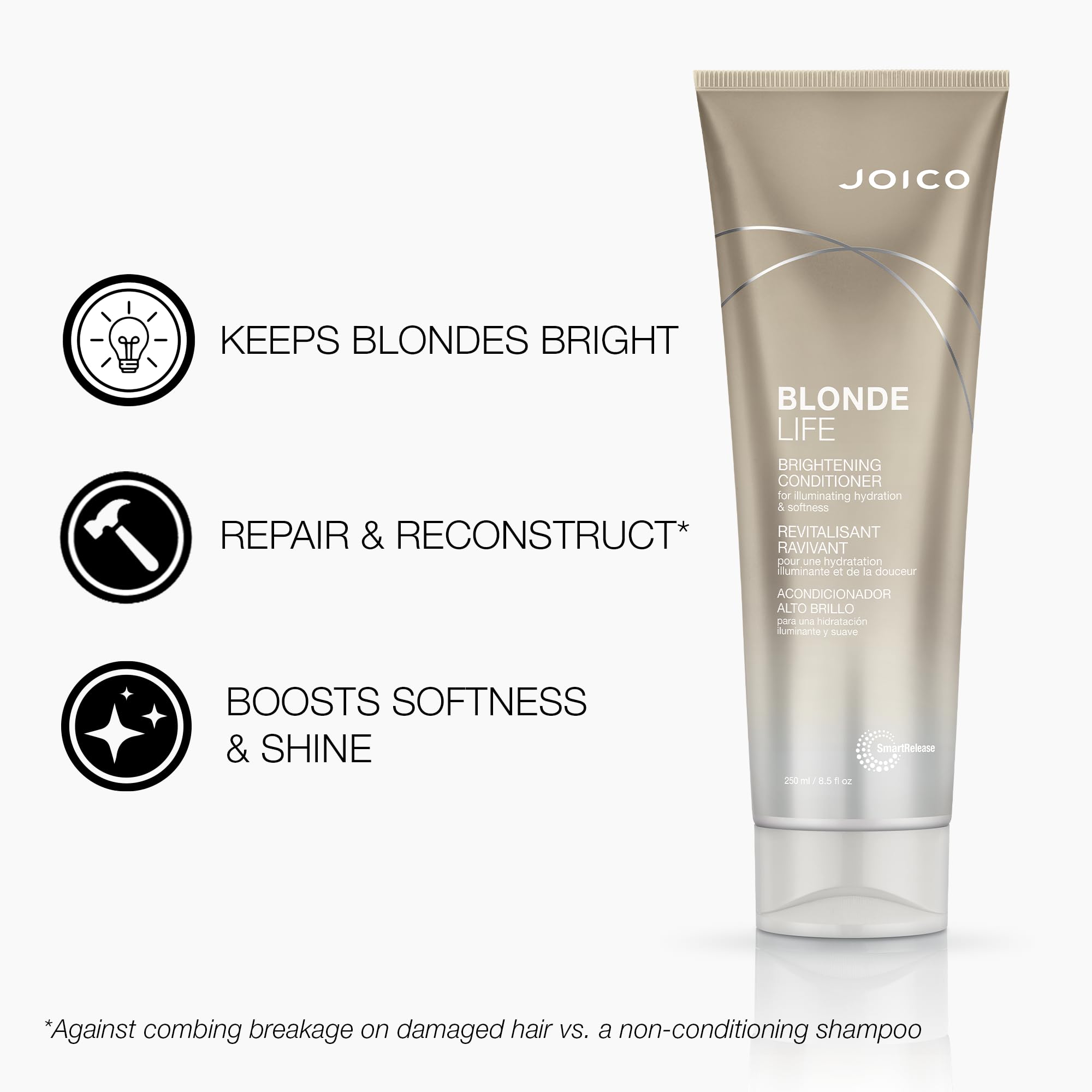 Brillance accrue des cheveux blonds grâce à Joico Blonde Life.
