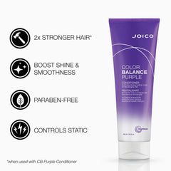 Après-shampoing violet Joico Color Balance appliqué pour nourrir et neutraliser le jaune.
