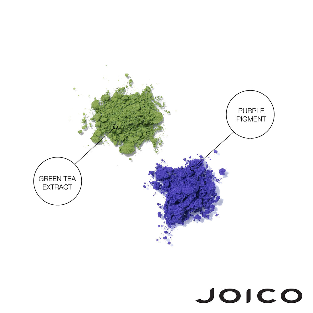 Cheveux blonds ou gris après traitement Joico Color Balance Purple pour maintien de la couleur.