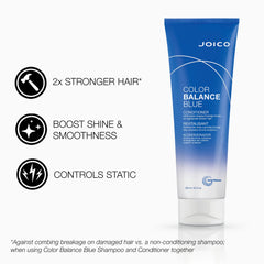 Texture du shampoing Color Balance Joico en close-up bleu prêt au lavage.