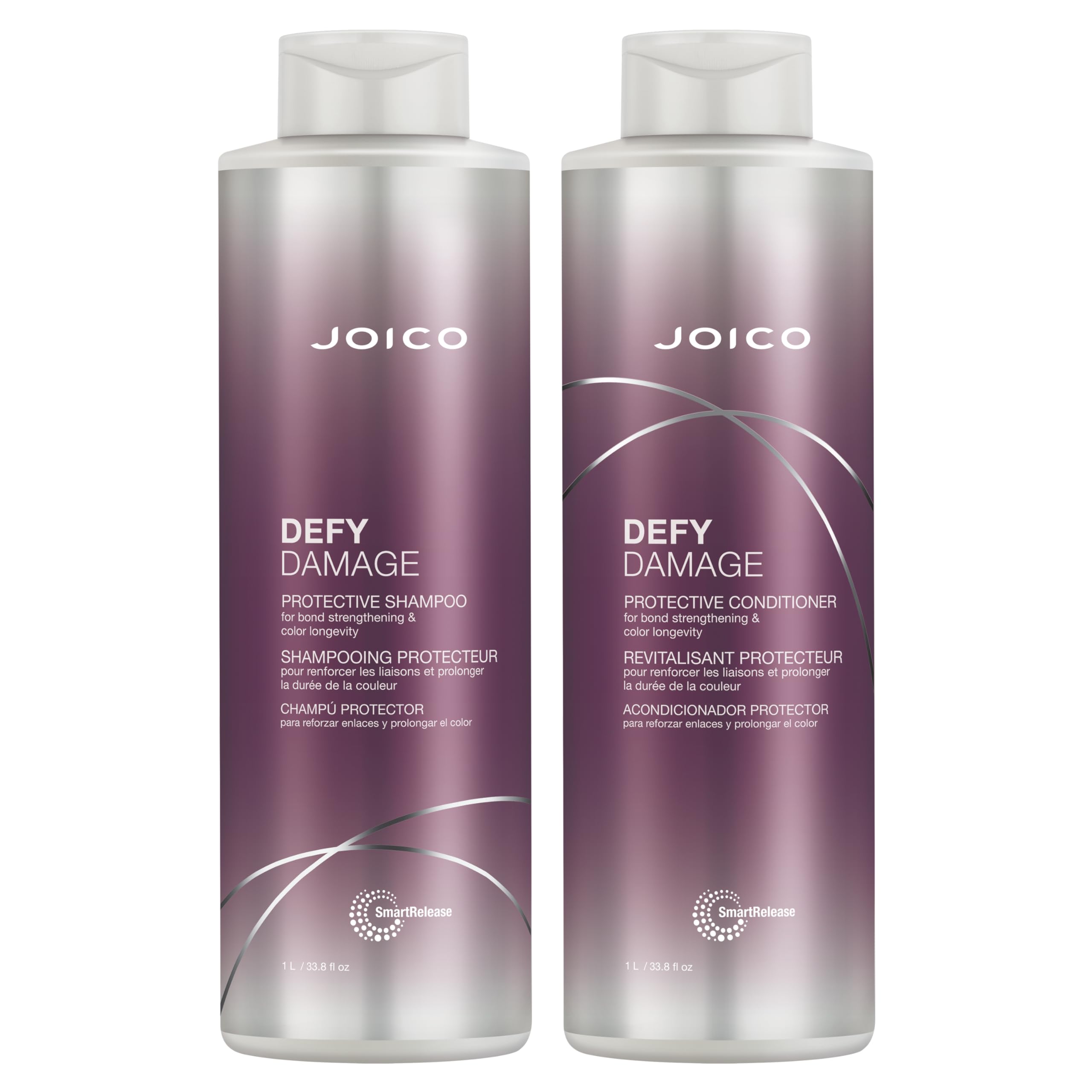 Joico Defy Damage Shampoo Bouteille — shampoing doux qui préserve la couleur et renforce les cheveux.