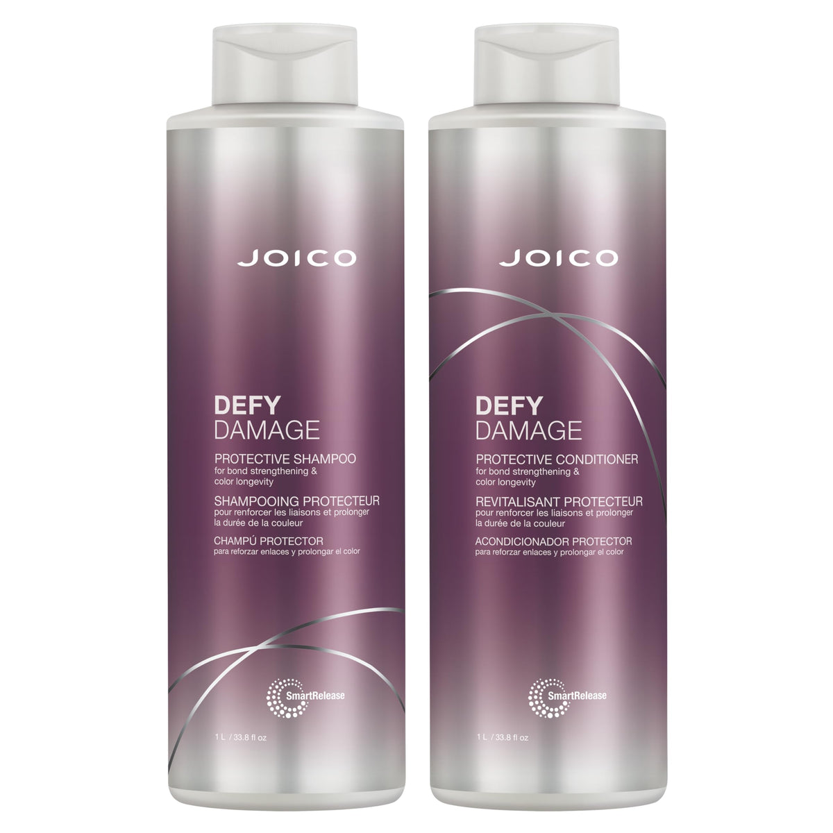 Joico Defy Damage Shampoo Bouteille — shampoing doux qui préserve la couleur et renforce les cheveux.